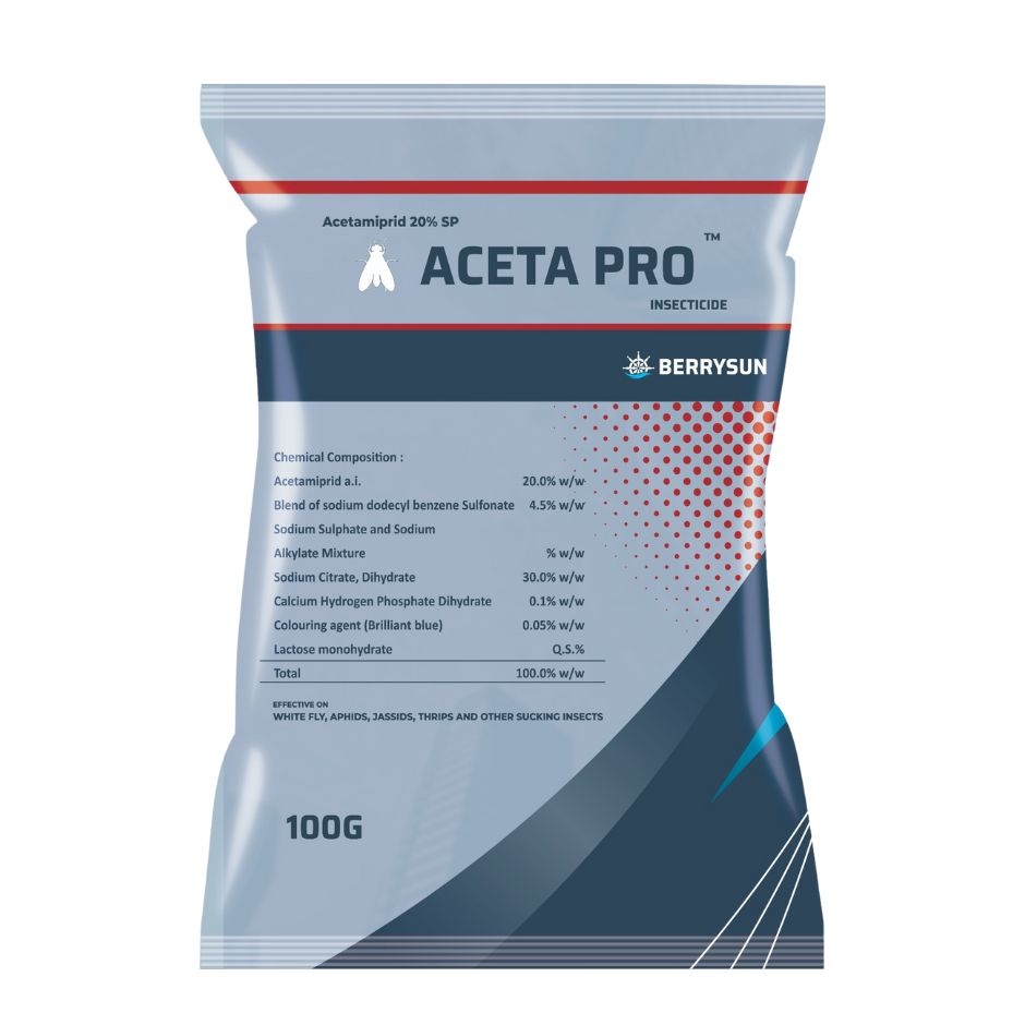 ACETA PRO (Acetamiprid 20% SP) Best Effective for Sucking pests such as Thrips, White flies, Aphids, Jassids and Beetles